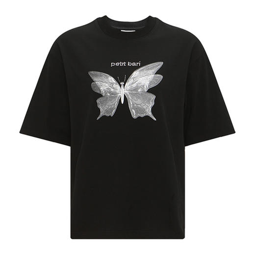 【2件9折】【Petit Bari】蝴蝶烫钻印花短袖T恤  新款潮T 网球穿搭长袖 商品图1