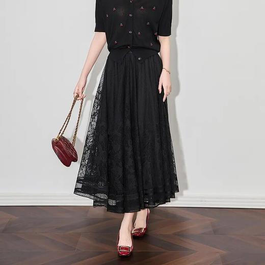 【高货wl】全新升级【铂金会员192/天猫259/差价67】(95934) 洛诗琳法式提花蕾丝精致飘逸长裙时髦洋气镂空网纱大摆裙 商品图2