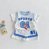 【环保面料，潮流撞色】儿童运动套装2025新款 夏季男童时尚字母T恤潮 女童卡通短裤两件套-QQ 商品缩略图5