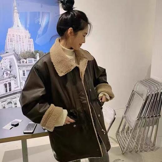 太划算了！！1116款PU夹棉拼颗粒收腰棉外套-喜出 商品图0