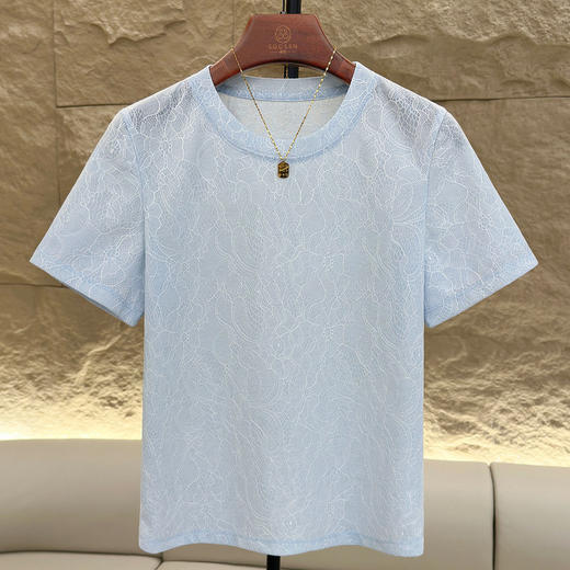 蕾丝衫女短袖夏季小个子遮肚上衣时尚洋气减龄小衫    JW-M709 商品图3