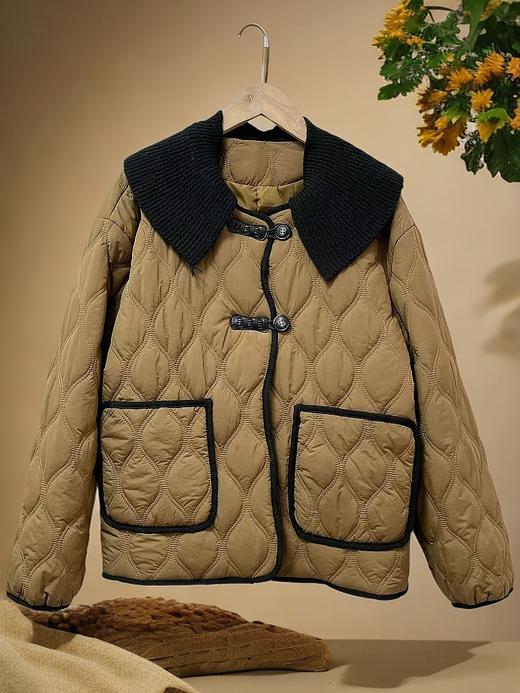 最后一件赔钱清货，退货勿下单！！宽松版-韩系8810可拆卸翻领绗缝夹棉外套-喜出 商品图2