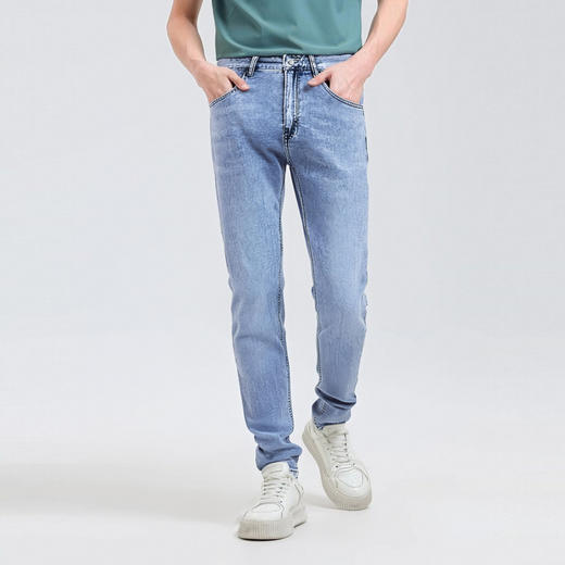 圣得西男士牛仔裤2025年夏季新款易打理棉弹舒适直筒休闲长裤子男 商品图3