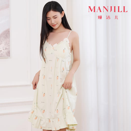 【商场同款】熳洁儿 带杯垫吊带裙95棉夏季清凉睡裙25203208 商品图0