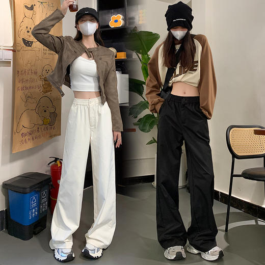 卷卷紫美式宽松登山工装裤 面料亲肤透气 上身舒适休闲 阔腿版型显高显瘦 百搭时尚 商品图0