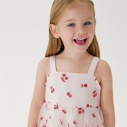 马克珍妮女童趣味樱桃满印吊带连衣裙网纱裙夏装新款裙子240656 商品图3