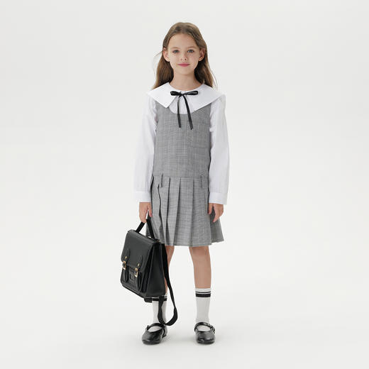 马克珍妮女童复古学院网格背心裙儿童连衣裙2025年春装新款250182 商品图1