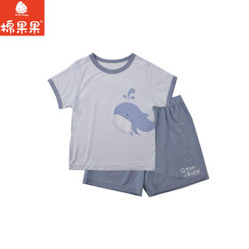 棉果果夏季男童小宝宝套装家居服防蚊5A抗菌莫代尔套头套装（小）M211302425217