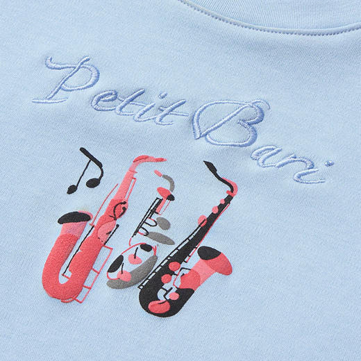 【2件9折】【Petit Bari】撞色乐器印花短袖T恤休闲 商品图4