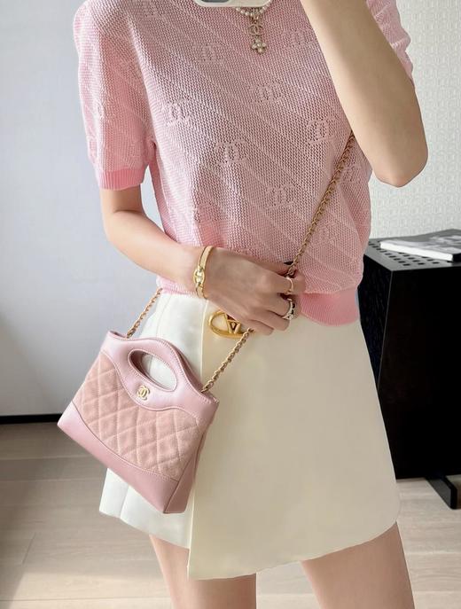 香奈儿25P春夏𝖭𝖺𝗇𝗈𝟥𝟣𝖡𝖺𝗀麂皮粉色手拿斜挎包（HH） 商品图3