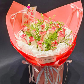 520花束【爱莎猫头】新鲜鲜花花束19朵艾莎玫瑰猫耳花束（可备注送货时间）