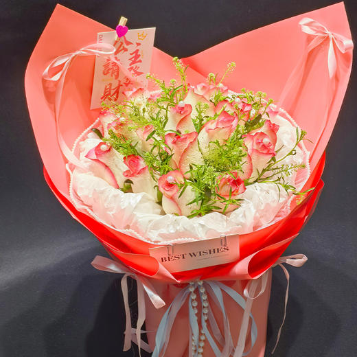 520花束【爱莎猫头】新鲜鲜花花束19朵艾莎玫瑰猫耳花束（可备注送货时间） 商品图0