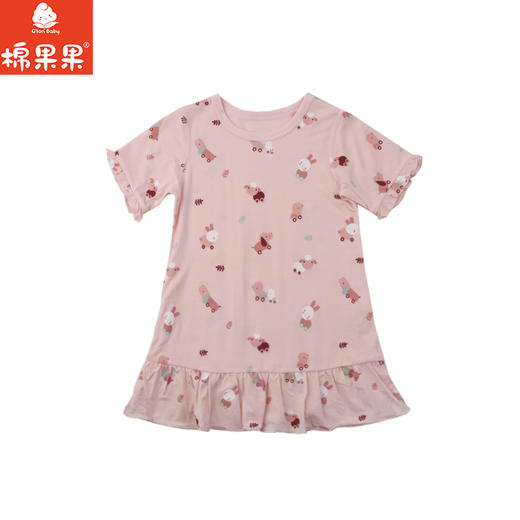 棉果果夏季男童女童睡袍家居防蚊5A抗菌莫代尔睡袍M225571425222 商品图1