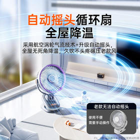 2025年新款夹子循环风扇【带夜灯+智能定时+挂夹立三合一】夜灯照明迷你充电空气循环便携壁挂桌面风扇