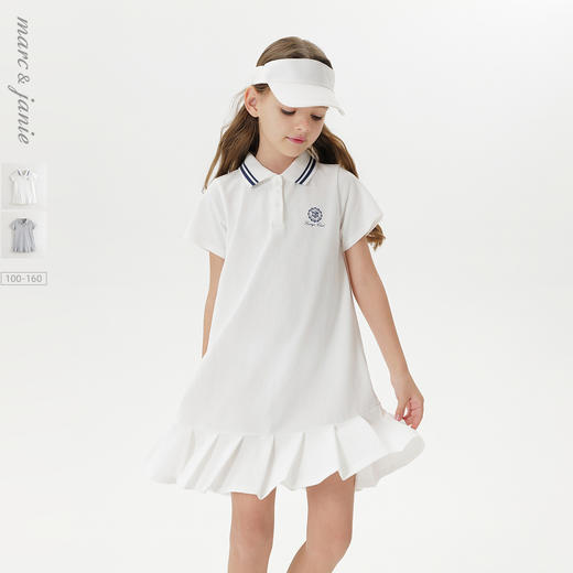 [凉感]马克珍妮女童复古学院polo百褶连衣裙儿童运动裙夏装550703 商品图0