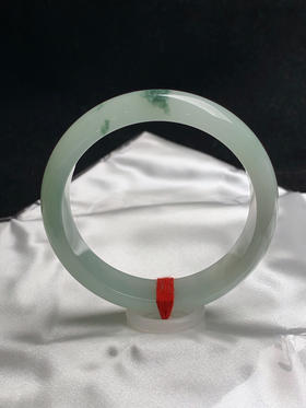 612554，57.8圈口，冰飘花正圈平安镯，冰晴底飘花，底子胶润有光感