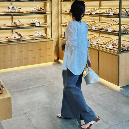 顺丰包邮13017洛诗琳简约高腰宽松显瘦格雷系侧开叉羊毛西裤20112 商品图3