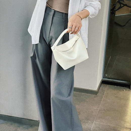 顺丰包邮13017洛诗琳简约高腰宽松显瘦格雷系侧开叉羊毛西裤20112 商品图0