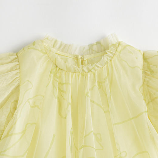 马克珍妮新款夏装 女童田园风泡泡袖网纱连衣裙231053 商品图4