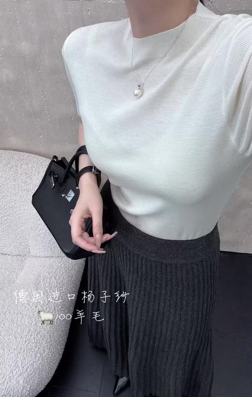 品质款【德国扬子纱】【精纺100细羊毛】半高领针织短袖T恤，可做打底衫，气质搭潮 商品图2
