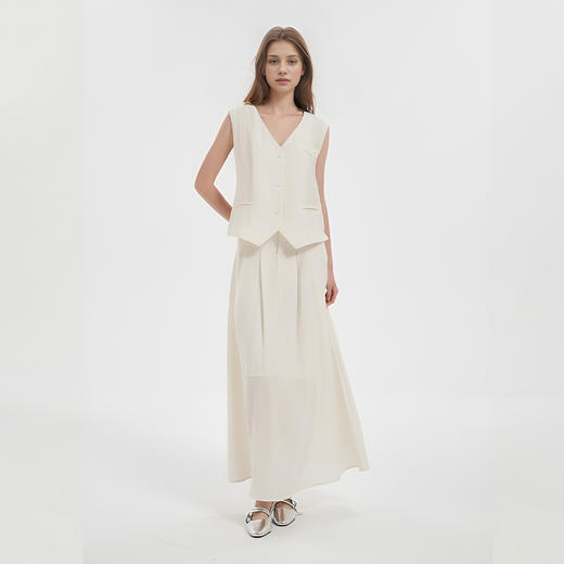 【2件9折】【Petit Bari】 轻薄腔调高腰A字半身裙长裙亚麻 商品图2