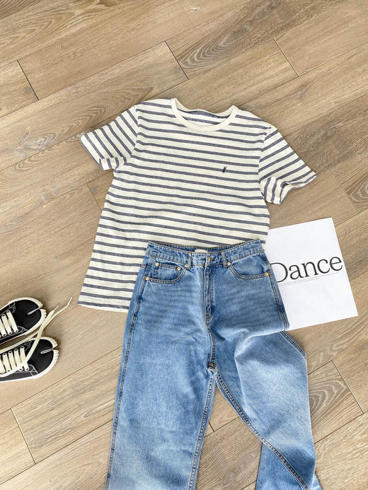 男女同款外贸单圣罗兰天然麻棉籽本木棉海魂条纹T恤 商品图12