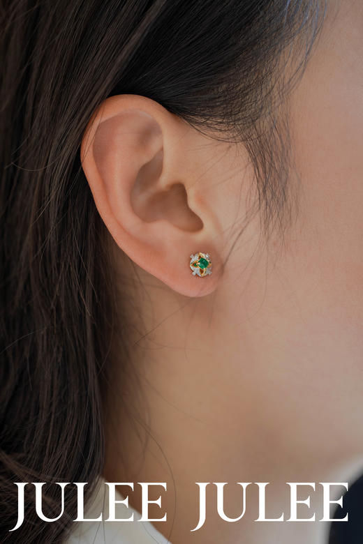 JULEE JULEE茱俪珠宝 18K黄金糖塔祖母绿耳饰 商品图4
