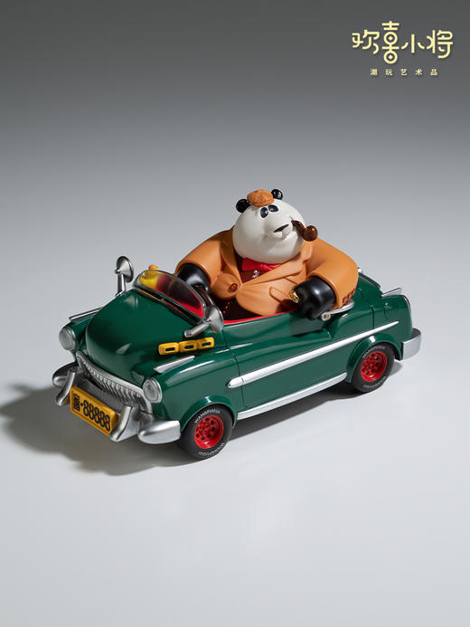 欢喜小将 熊猫王富贵之有车一族 潮玩艺术品 手办玩具创意礼物桌面摆件 商品图1