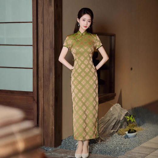 改良年轻款新中式2025春季新款复古民国风日常格子旗袍GSJ9202 商品图2
