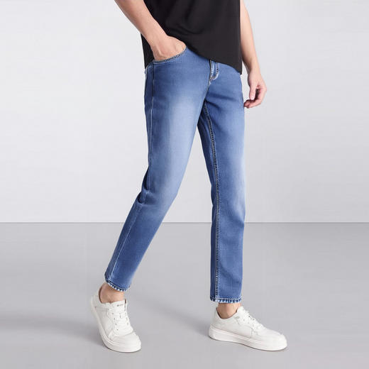 圣得西男士牛仔裤2025年夏季新款易打理棉弹舒适直筒休闲长裤子男 商品图2