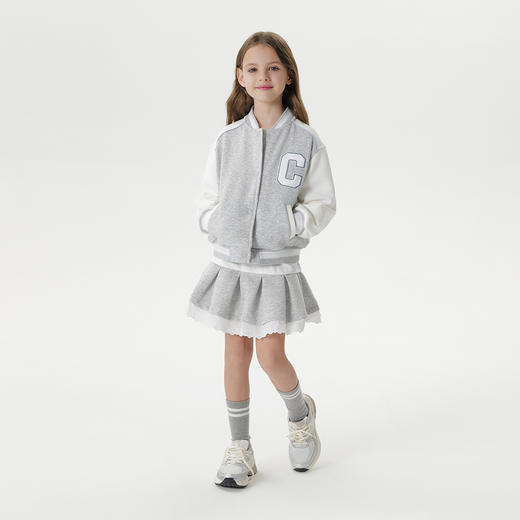 马克珍妮女童芭蕾风花边百褶裙儿童短裙半身裙2025春装新款250139 商品图1