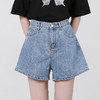 【2件9折】【Petit Bari】印花阔腿牛仔短裤 休闲百搭 高品质 时尚短裤 商品缩略图0