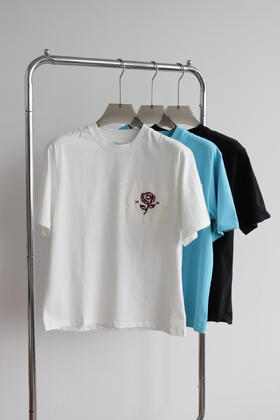 K.C 25新款 廓形宽松 玫瑰贴布 圆领短袖T恤 TX420