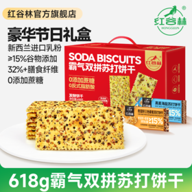 红谷林霸气双拼苏打饼干礼盒梳打咸味饼干休闲零食发酵饼干大礼包