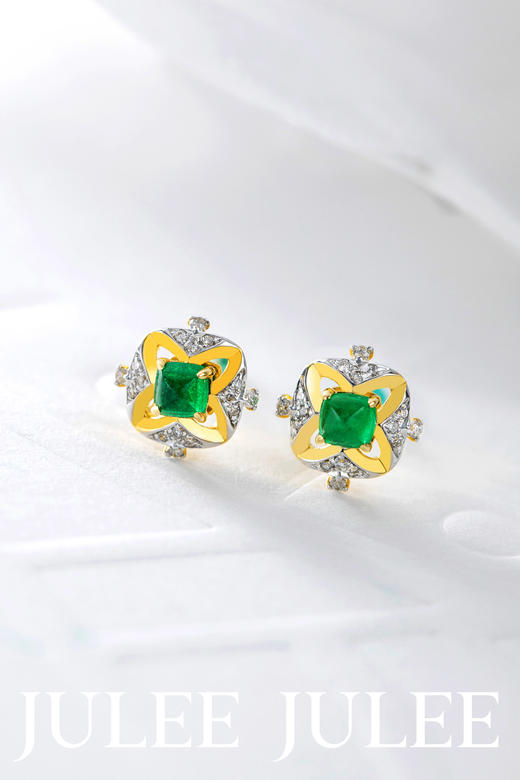 JULEE JULEE茱俪珠宝 18K黄金糖塔祖母绿耳饰 商品图2