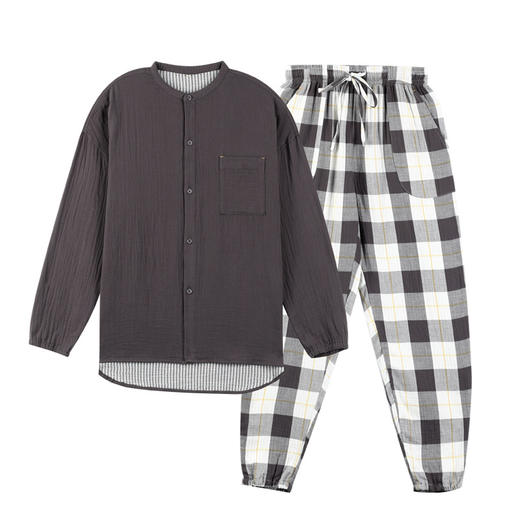 100%纯棉居家服睡衣套装立领 商品图5