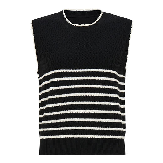 【2件9折】【Petit Bari】(多色)简约时尚撞色条纹针织背心 商品图2