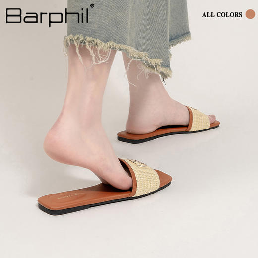 Barphil拖鞋女2025夏季新款外穿防滑平底法式一字拖高级感凉拖鞋7033 商品图7