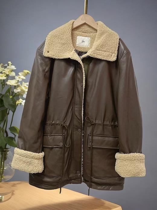 太划算了！！1116款PU夹棉拼颗粒收腰棉外套-喜出 商品图2