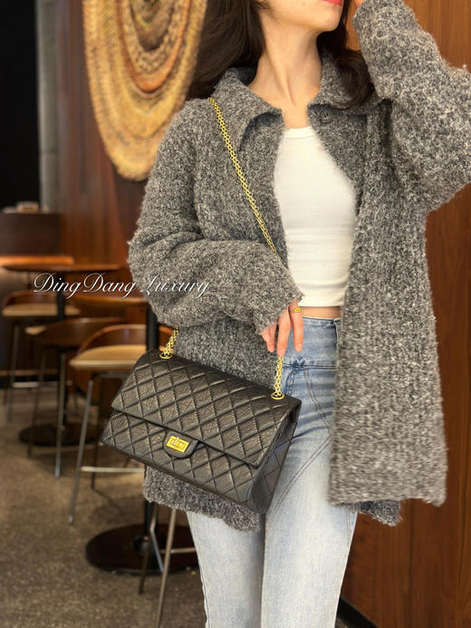 Chanel 中号 黑金 油蜡牛皮 2.55 单肩包 商品图3