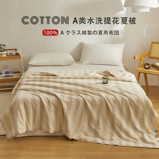 【大豆宽条纹夏被】A类水洗提花大豆夏被宽条纹夏季被子双人全棉空调被 商品图2