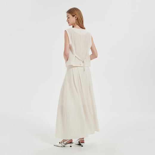 【2件9折】【Petit Bari】 轻薄腔调高腰A字半身裙长裙亚麻 商品图3