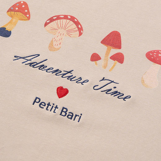 【2件9折】【Petit Bari】蘑菇印花刺绣短袖T恤绣花休闲 商品图4