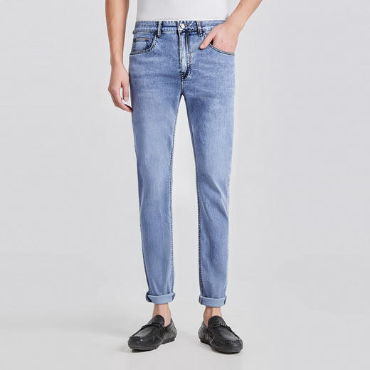 圣得西男士牛仔裤2025年夏季新款易打理棉弹舒适直筒休闲长裤子男 商品图4