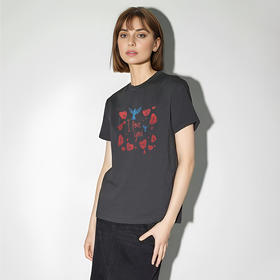 【2件9折】【Petit Bari】爱与自由主题印花短袖T恤宽松