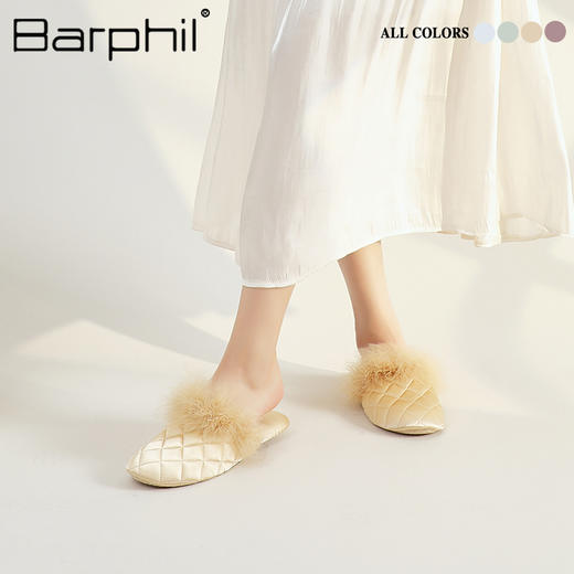 Barphil拖鞋室内家居2025年秋冬新款静音小香风新中式毛毛拖鞋女3020 商品图2