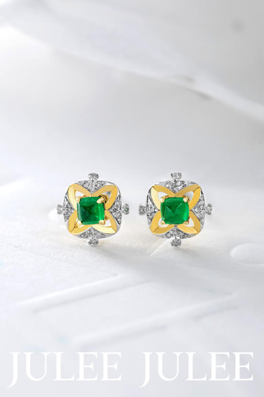 JULEE JULEE茱俪珠宝 18K黄金糖塔祖母绿耳饰 商品图1