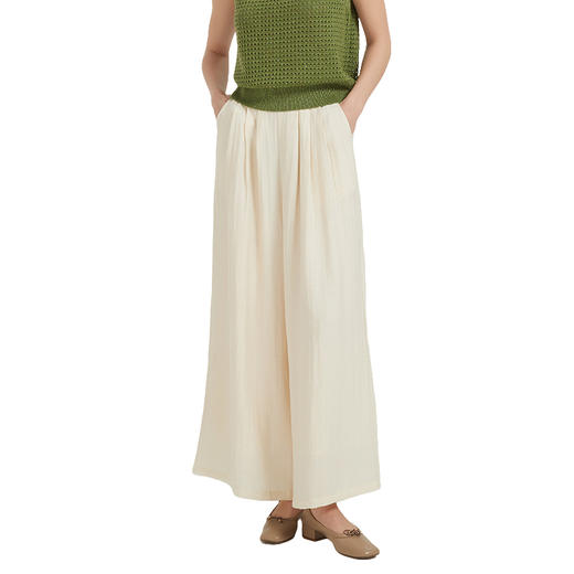 【2件9折】【Petit Bari】(多色)轻盈皱感肌理阔腿裤山本裤纯色极简风 商品图1