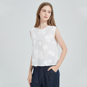 【2件9折】【Petit Bari】 气质重工立体感提花无袖女士上衣 纯棉高质感
