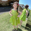 【绿色花朵设计，清新可爱~】女童绿色花朵棉布裙 2025夏季新款 洋气时髦儿童装 女宝宝甜美公主裙-QQ 商品缩略图2